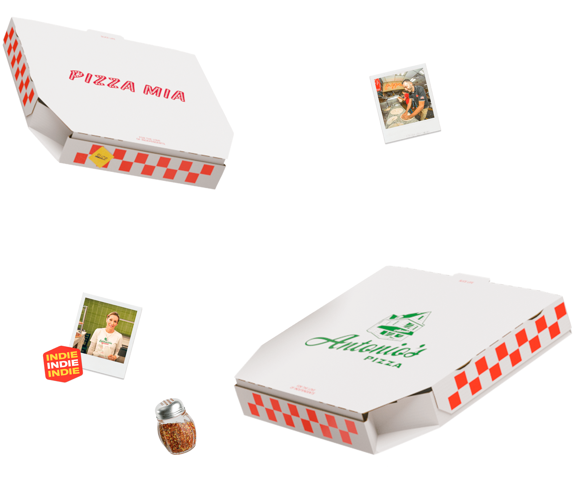 Floating pizza boxes